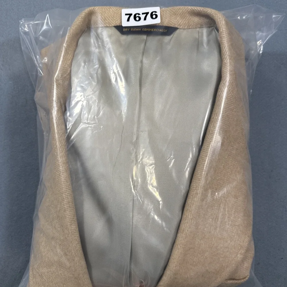 100% Cashmere Blazer Sport Coat in‎ Tan Men's Size 44 Long Kingsbridge